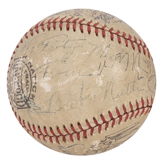 Incredible Multi-Signed Baseball With 18 Signatures Including Babe Ruth, Mickey Mantle, Ted Williams, Willie Mays, Joe DiMaggio & Hank Aaron (PSA/DNA)   